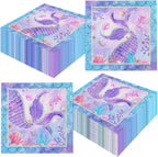 50Pcs Mermaid Napkins Mermaid Birthday Party Decoration Mermaid Tail Disposable Paper Napkin for Kids Girls Baby Shower Mermaid Themed Birthday Party Supplies Table Decorations