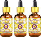 Deve Herbes Pure Spike Lavender Essential Oil (Lavandula latifolia) with Glass Dropper Steam Distilled (Pack of Three) 100ml X 3 (10 oz)