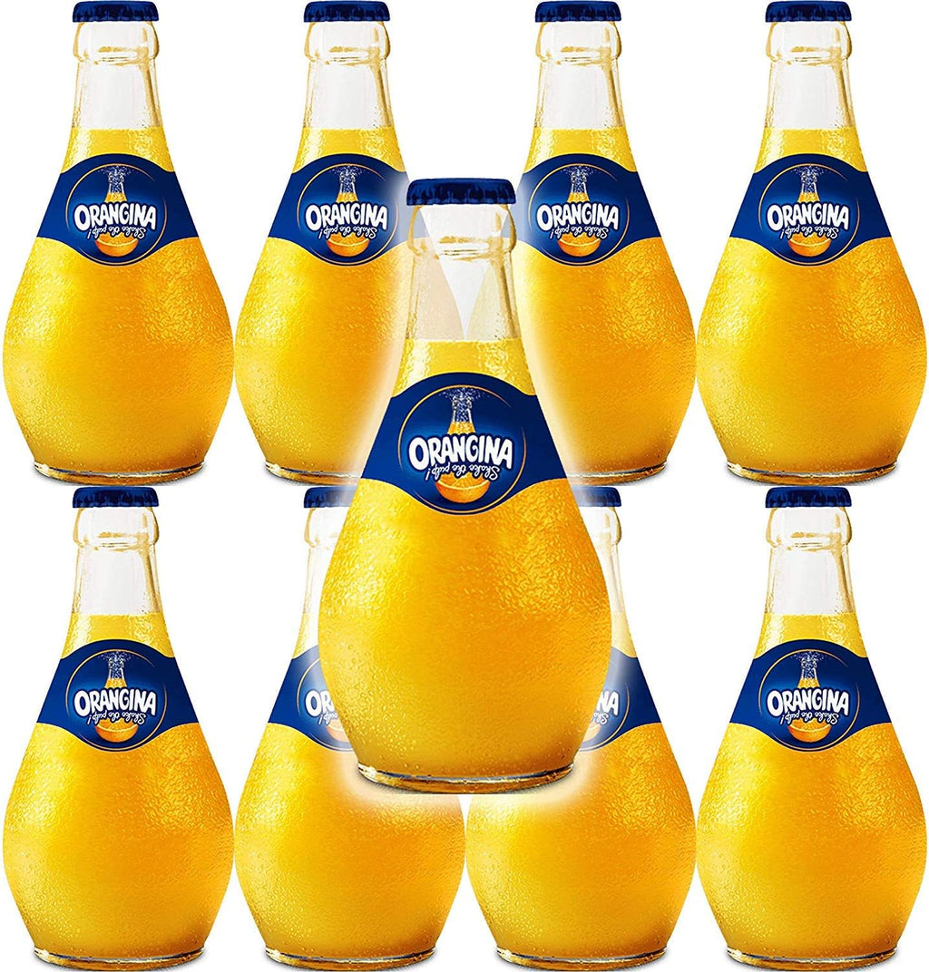 Orangina Sparkling Citrus Beverage with Pulp, 8.5 Fl Oz Glass Bottle (16 Bottles)