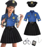 Cuteshower Girls Police Officer Costume Cop Uniform for Halloween Dress Up 3-10Years