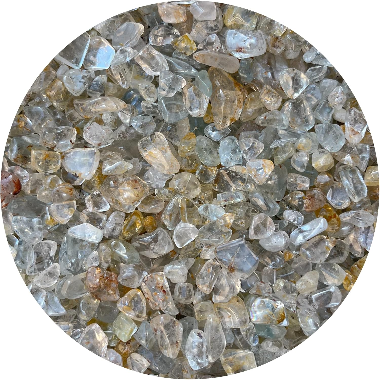 WHOLESALE Natural Semi Tumbled Lemon Topaz Gemstone Chips, Lemon Topaz Crushed Mini Crystals, Undrilled Crystal Chips (Lemon Topaz, 1 Pound)