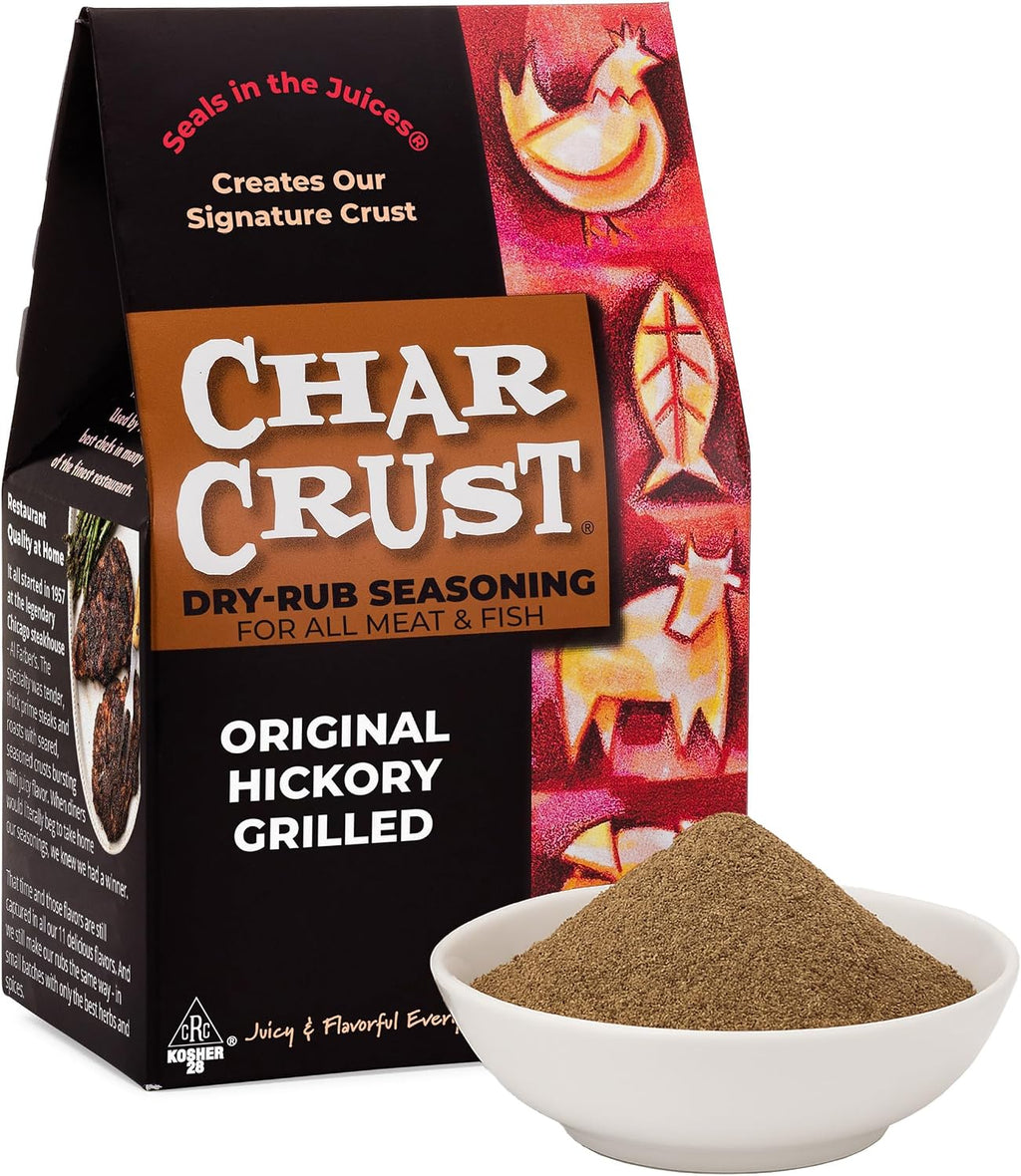 Char Crust Dry-Rub Seasonings Original Hickory Grilled | All-in-one seasonings | Perfect for Steaks, Burgers, Ribs, Tuna | Signature Crust that Seals in the Juices, 4 Ounce (Pack of 6)