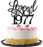 Legend Since 1977 Cake Topper 49th Birthday Happy Birthday Cake Topper Men and Women Cheer 49 Years Old Handmade Black Glitter Cake Decoration (1977)