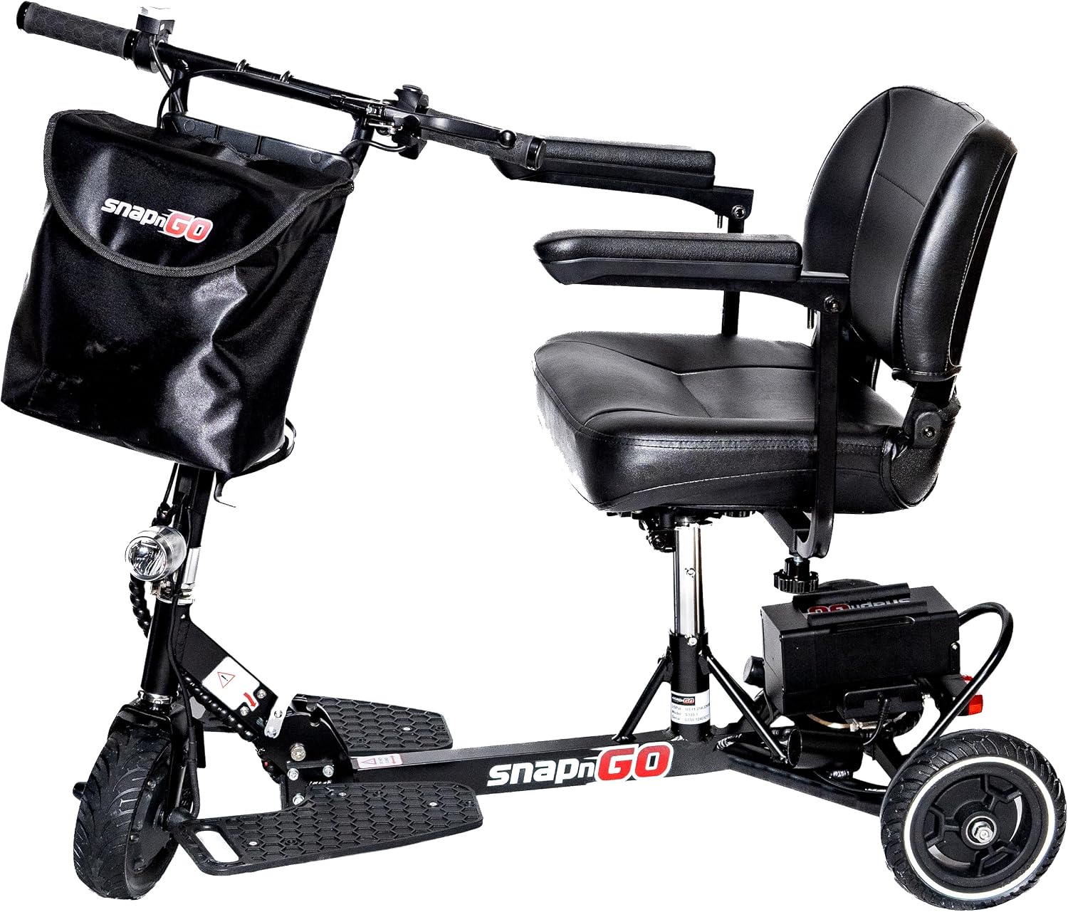 SNAPnGO Three Wheel Portable Mobility Adult Scooter - Aircraft-Grade Aluminum Frame for Top Speeds of 5mph and 13-Mile Range - Folding Feature, 250W Motor, Quick Charge 36V Lightweight Battery