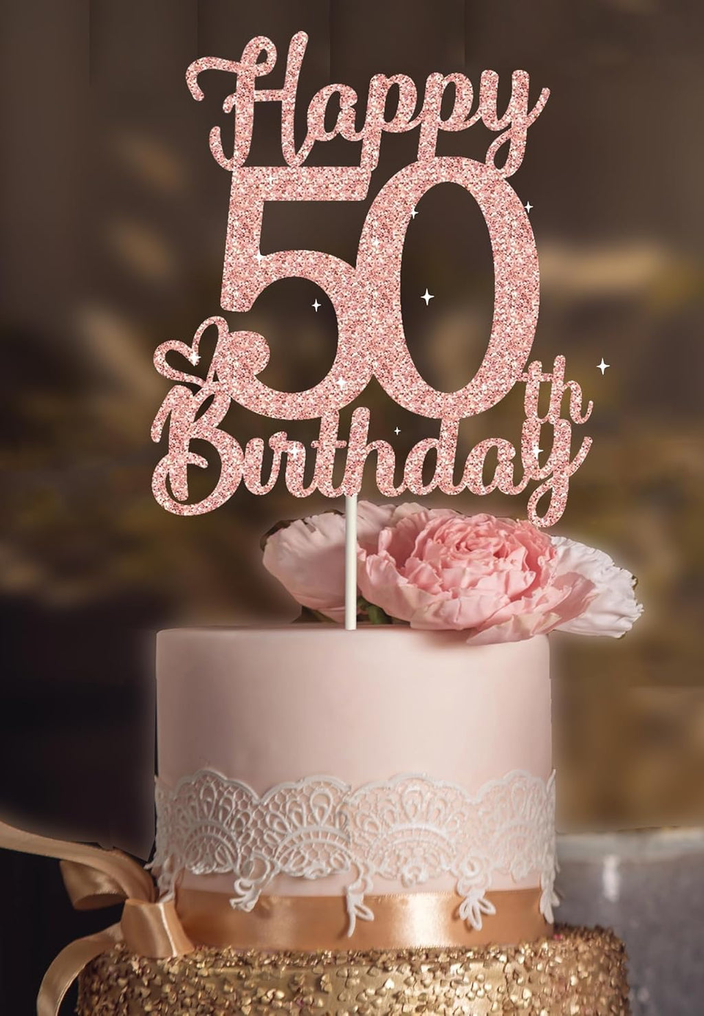 50th birthday decorations, 50th Birthday Cake Toppers-Rose gold Glitter, Fifty Cake Topper, 50 cake topper, 50th Birthday Cake Topper, 50 Decorations for Cake, 50 Birthday Decorations