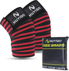 Nuviqo Knee Wraps (Pair) for Weightlifting – 78 Inch Maximum Compression
