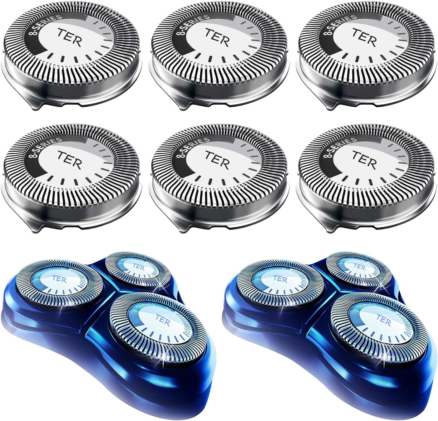 HQ8 Replacement Heads for Philips Norelco Shavers, OEM HQ8 Heads Upgraded, 6-Pack