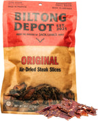 Biltong Depot Original Lean Beef Biltong Slices - 8oz | Air-Dried Beef Jerky Snack | High Protein | Zero Sugar | Keto & Paleo Friendly | Gluten Free | Artificial Preservatives | No MSG