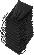 DR Black Cotton Drawstring Bags - Small Cinch and Ditty Stuff Pouch for Organization, Storage, and Gifts (5 x 7 inch - 12 pack)