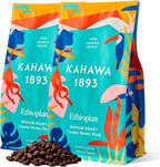 Kahawa 1893 Whole Bean Coffee Medium Roast Ethiopian Blend 24 Oz - As Seen on Shark Tank, High Antioxidants, Naturally Sweet, Organically Grown, Ethically & Sustainably Sourced
