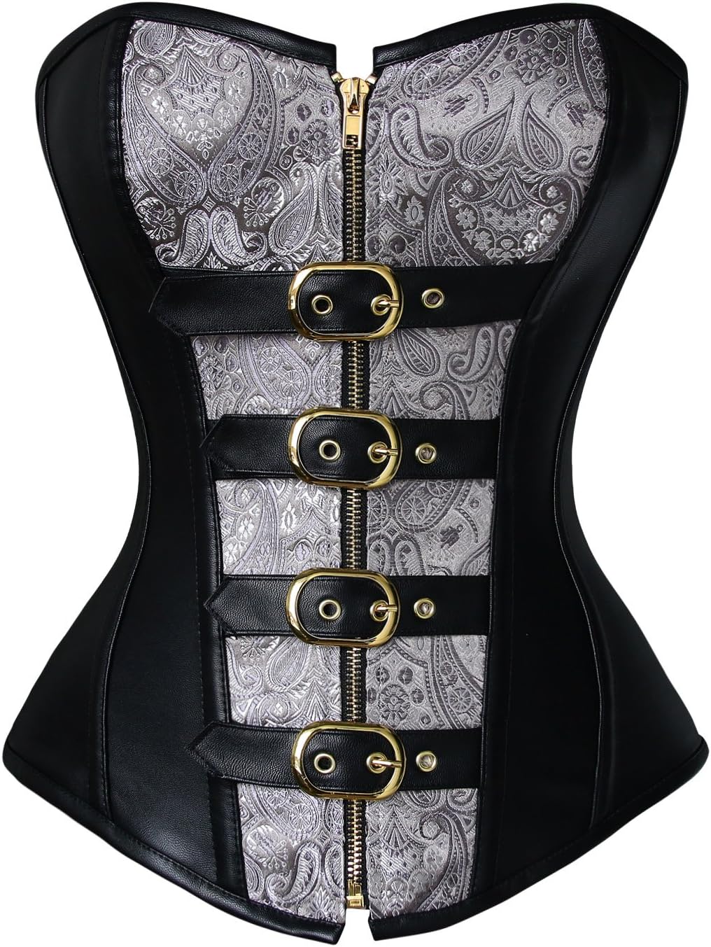 Charmian Women's Spiral Steel Boned Steampunk Gothic Bustier Corset with Chains