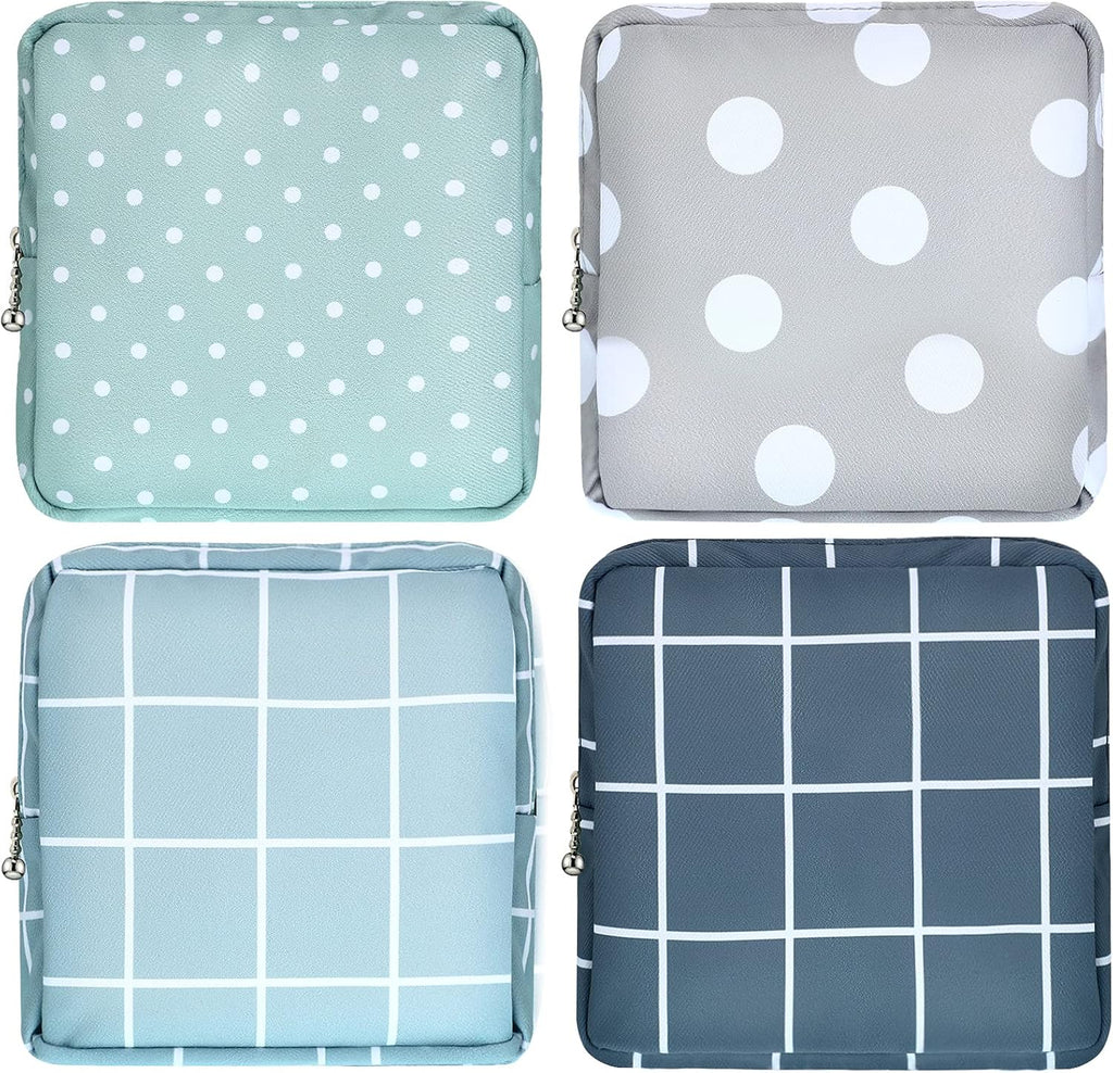 Frienda 4 Pcs Period Bags Sanitary Napkin Storage Menstrual Pad Pouch Tampons Nursing Pad Holder Portable Period Kit Menstrual Sanitary Pouch for Girls Women Ladies with Zipper(Basic Style)