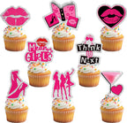 24Pcs Burn Book Cupcake Toppers - Glitter Burn Book Party Decorations for Hot Pink Girls Themed Birthday Party Cake Décor