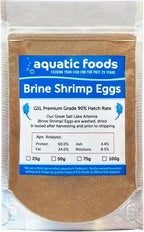 Aquatic Foods Inc. Brine Shrimp Artemia Eggs, Premium Grade 90% Hatch Rate from The Great Salt Lake, Utah, USA.- 50 Grams -1.76oz