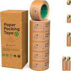 Kraft Paper Packing Tape 48mm x 50m | 6 Pack | Brown Paper Tape for Strong Parcel Packaging | Recyclable & Eco Friendly (6)