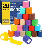 AZEN 20 Pack Self Adhesive Bandage Wrap, Elastic Cohesive Bandage Wrap, Color Athletic Tape, Vet Wrap, Ankle Tape