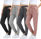 Mgput 4 Pack Women's Joggers Soft Women Sweatpants with Pockets Women Lounge Pants for Yoga, Workout, Walking.