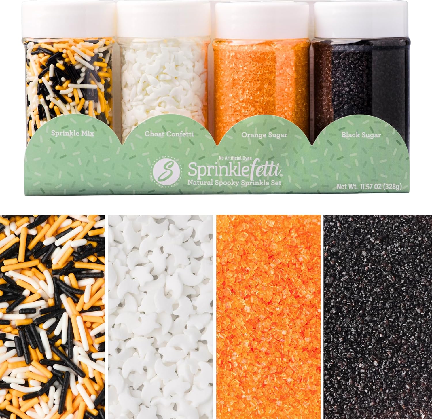 Sweets Indeed Sprinkles, 4 Pack, Edible Sprinkle Mix, Perfect for Cake Decorations, Baking, Ice Cream, Cookies, Cupcake Topper (Natural Halloween)