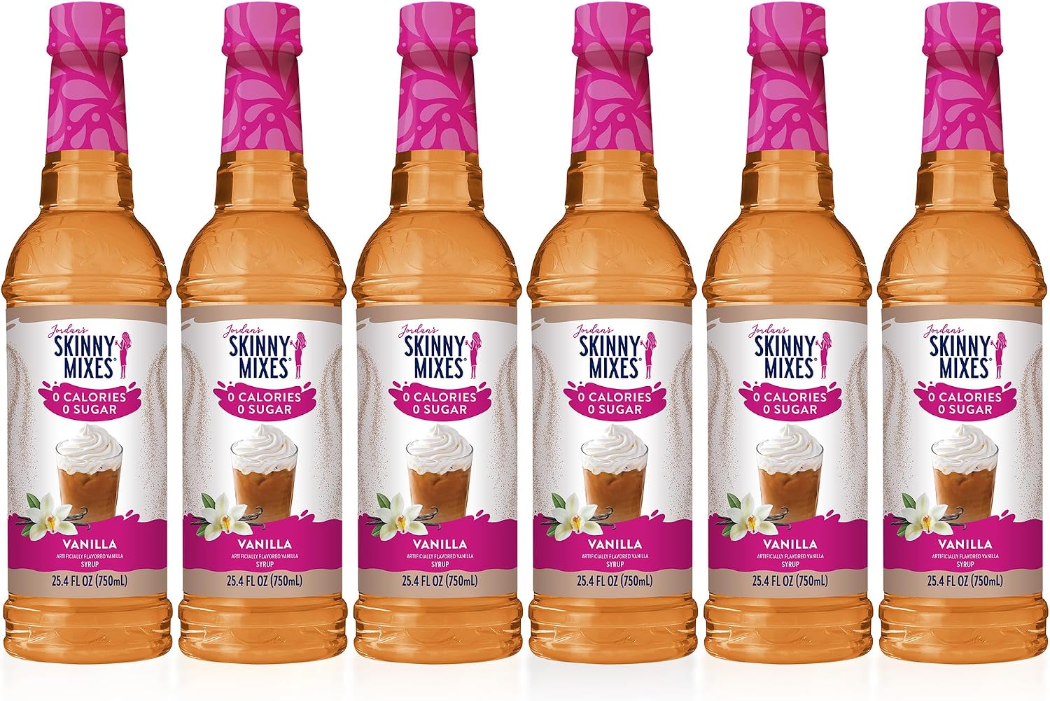Jordan's Skinny Syrups Sugar Free Coffee Syrup, Vanilla Flavor Drink Mix, Zero Calorie Flavoring for Chai Latte, Protein Shake, Food and More, Gluten Free, Keto Friendly, 25.4 Fl Oz, 1 Pack