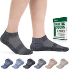 Bulinlulu Diabetic Socks for Men Women,6 Pairs Low Cut Non Binding Diabetic Socks,Ankle Seamless Socks for Men 6-9 9-12(Dark-Large)