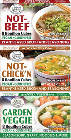 Edward & Sons Vegan Chicken Beef Vegetable Bouillon Cubes - Vegan Broth, Gluten Free Stock, No Trans Fat, Use in Soups, Stews and Pilafs (8 Cubes of Each)