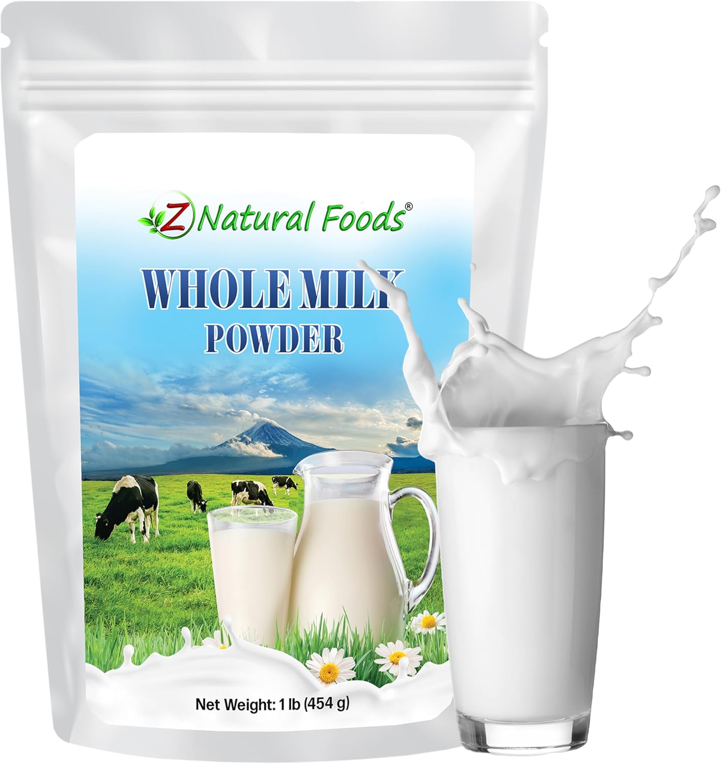 Z Natural Foods Premium Whole Milk Powder - Powdered Milk for Baking, Cooking, Drinks - Dry Milk Powder, Pasteurized, Non-GMO, Gluten-Free, Kosher-Certified, 1 lb