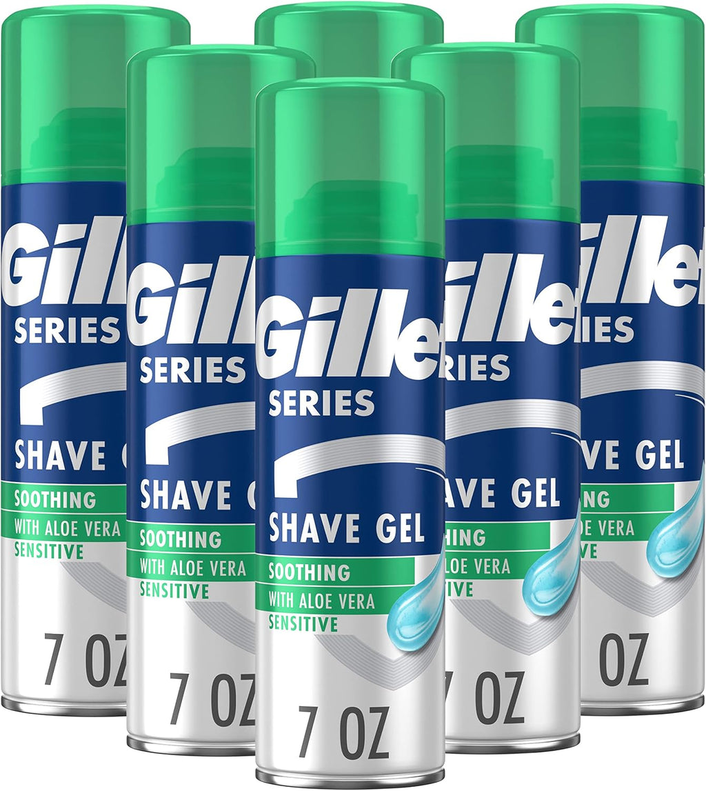 Gillette Series 3X Sensitive Shave Gel, Hydrates, Protects and Soothes Sensitive Skin, 7 Ounce (Pack of 6)