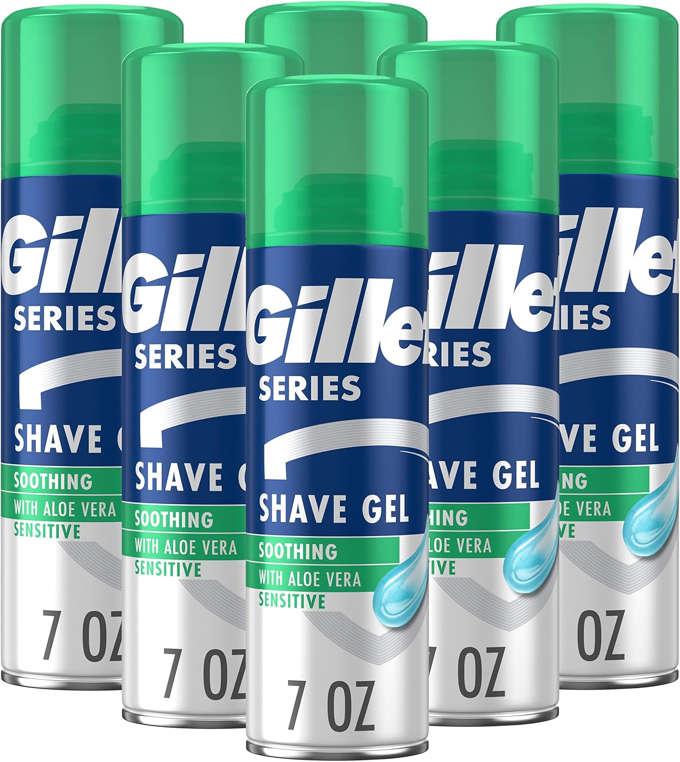 Gillette Series 3X Sensitive Shave Gel, Hydrates, Protects and Soothes Sensitive Skin, 7 Ounce (Pack of 6)