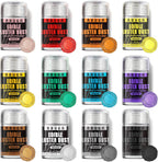 RBUGR Luster Dust Edible, 12 Colors Edible Glitter Pack, Cocktail Food Glitter Edible Dust, Vegan Edible Shimmer, Drink Powder for Cakes Cookies Chocolates Baking（4g/0.14oz）