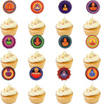 24Pcs Diwali Cupcake Toppers Set, Happy Diwali Diyas Cake Dessert Toppers Cupcake Picks Indian Festival of Lights Birthday Deepavali Party Decorations Decor Supplies