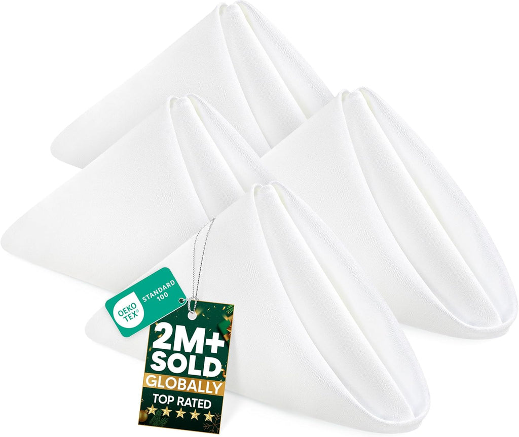 Utopia Home [24 Pack, White] Cloth Napkins 20x20 Inches, 100% Polyester Dinner Napkins with Hemmed Edges, Washable Napkins Ideal for Parties, Weddings and Dinners