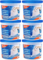 Vacplus Refillable Moisture Absorbers for Closet - Fast-Acting Crystal Dehumidifier for Bathroom, RV & Basement, 10.5 oz Humidity Absorber, 6 Pack, Fragrance Free