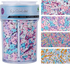 Unicorn Sprinkles for Cake Decorating, Edible Pastel Sprinkles with Jimmies Sanding Sugar Confetti Mix Unicorns 8Oz for Ice Cream Cupcakes Brownie Cookie Baking Topping