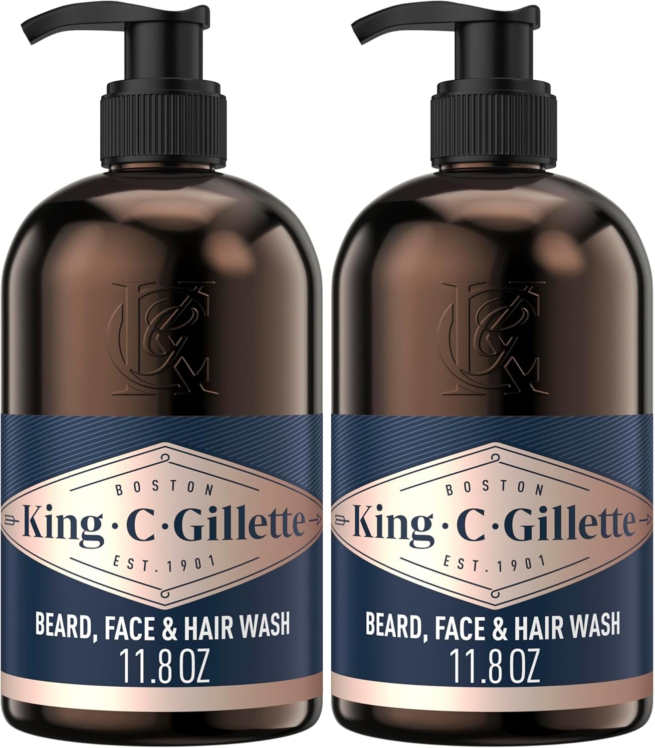 King C. Gillette Beard Wash,Mens Face Wash,11 oz,Infused with Argan Oil and Avocado Oil to Cleanse Hair and Skin,(Pack of 2)