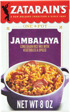 Zatarain's Rice Mix, Jambalaya, Long Grain Rice with Onions, Bell Peppers, Garlic, Paprika, and Red Peppers, Just Add Meat for Easy-Prep, New Orleans Style Rice Meal, 8 oz