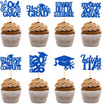 32 Pieces Blue Glittery 5th Grade Grad Cupcake Toppers Class of 2026 5th Grade Graduate Peace out Fifth Grade Cupcake Picks with Grad Cap Diploma 2026 Graduation Cupcake Party Decorations