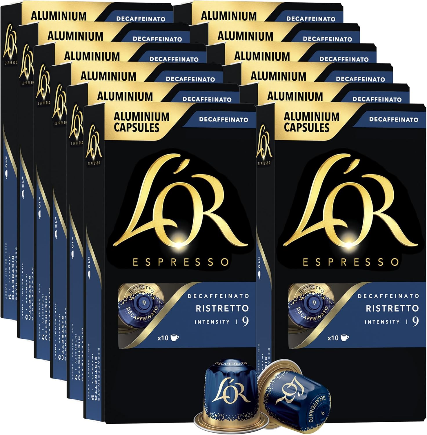 L'OR DECAF Espresso Capsules, 100 Count DECAF Ristretto, Single-Serve Aluminum Coffee Capsules Compatible with the L'OR BARISTA System & *Nespresso Original Machines