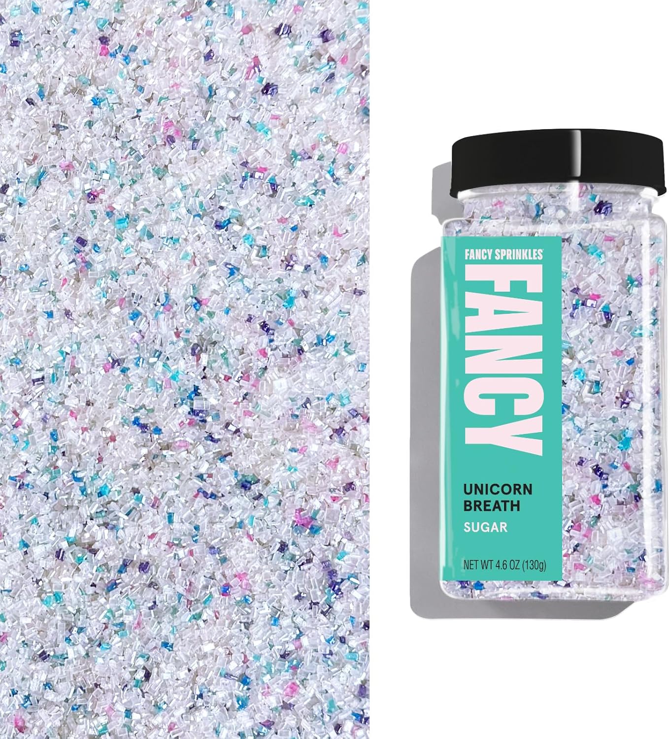 Fancy Sprinkles Unicorn Breath Fancy Sugar Pearlescent White, Blue, Pink and Purple Sugar Crystals 1 Pack (4.6 OZ)