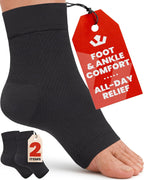 KEMFORD Ankle Compression Sleeve - 1-Pair, Plantar Fasciitis Braces - Open Toe Compression Socks for Swelling, Sprain, Neuropathy, Foot Arch Support for Men and Women - 20-30mmhg, M, Black