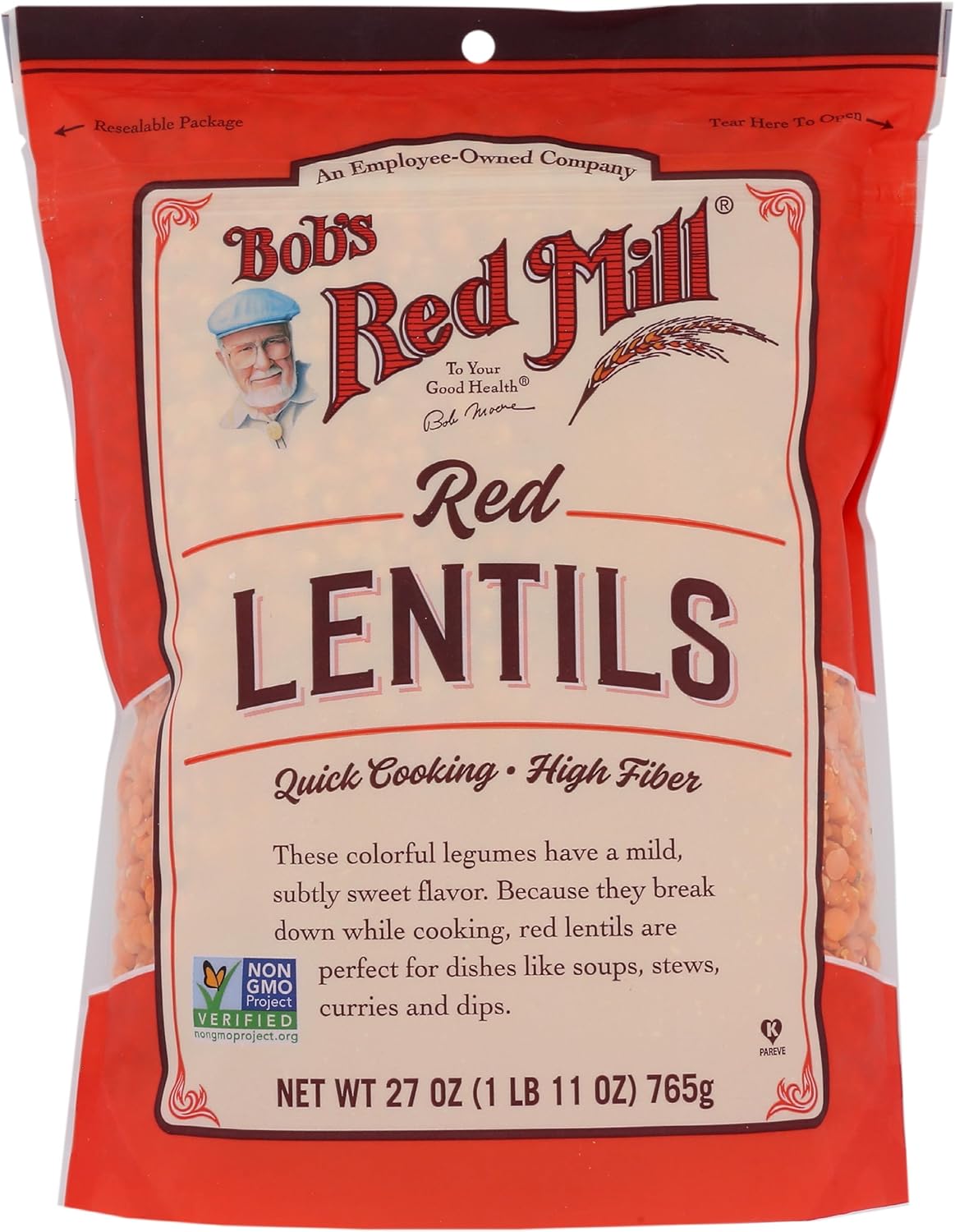 Bob's Red Mill Red Lentils, 27 Oz (Pack of 1) - Non GMO, Vegan, Kosher