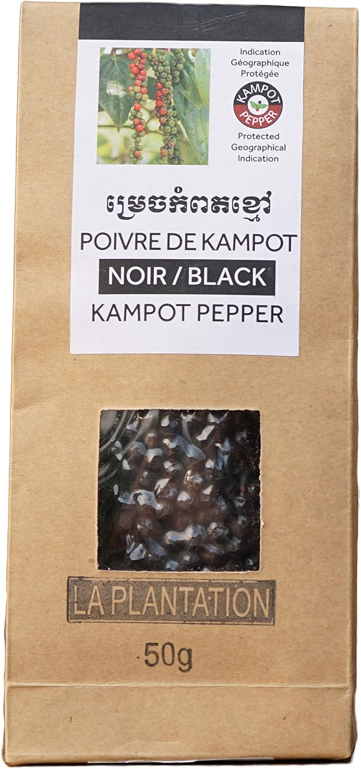 Kampot Black Peppercorns La Plantation 1.76oz (Black)