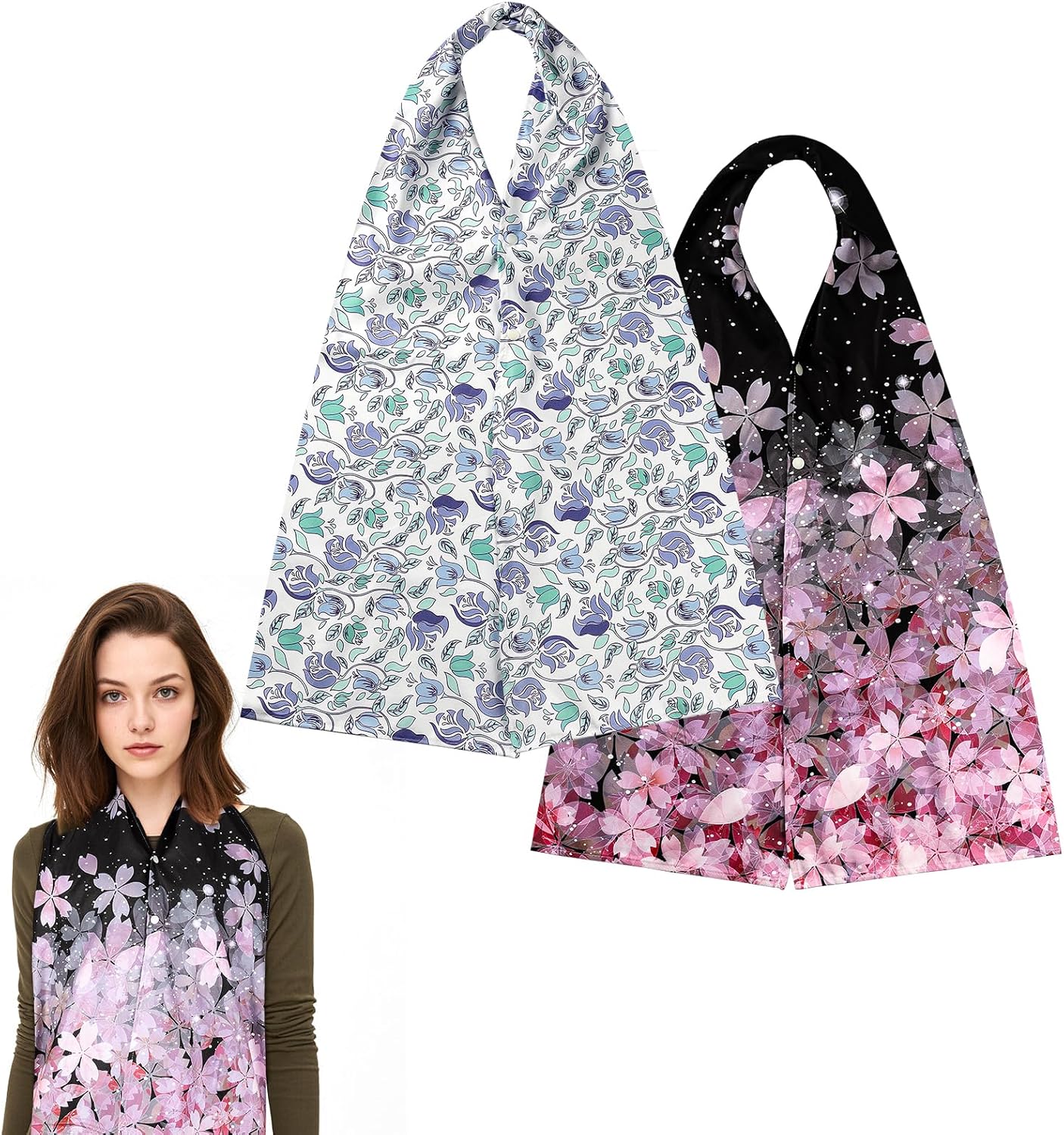 2 Pack Adult Bibs Scarf for Women,Reusable Adult Bibs for Eating with Optional Crumb Catcher, Waterproof Washable