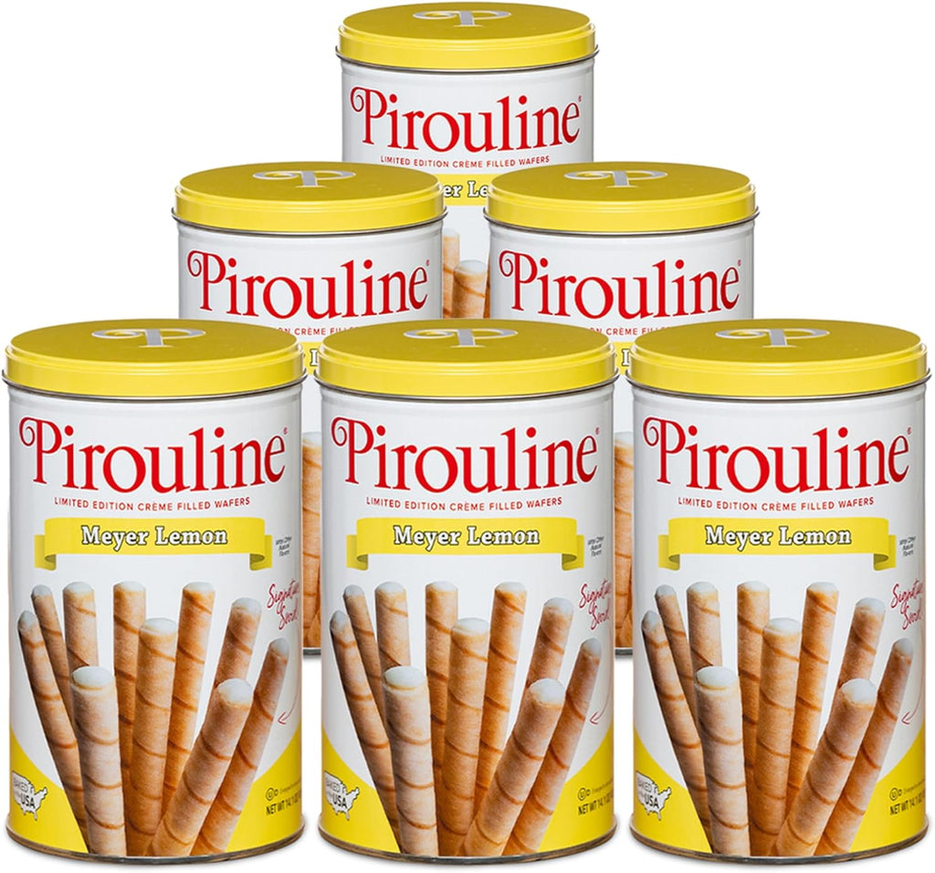 Pirouline Rolled Wafers – Lemon – Rolled Wafer Sticks, Crème Filled Wafers, Rolled Cookies for Coffee, Tea, Ice Cream, Snacks, Parties, Gifts, and More – 14.1oz 6pk