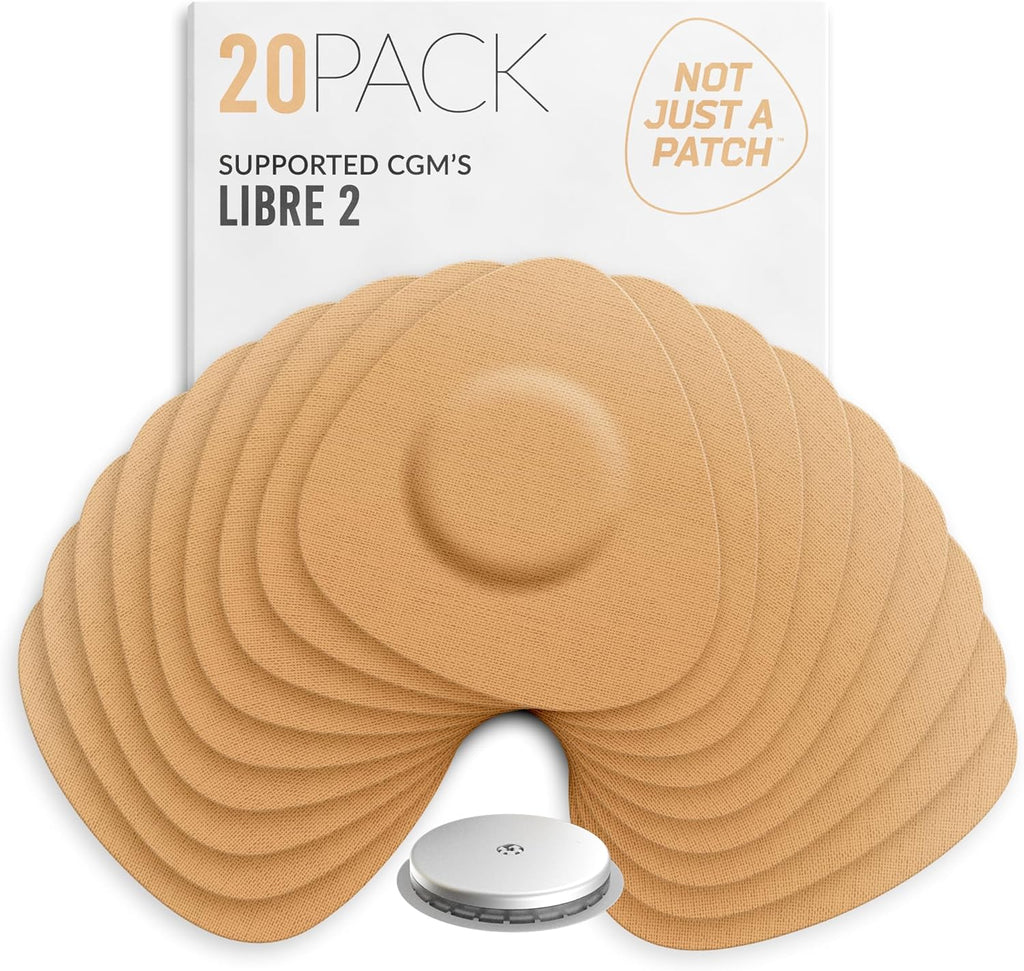 Not Just A Patch Freestyle Libre 2 Sensor Covers (20 Pack) CGM Sensor Patches for Freestyle Libre 2 - Water Resistant & Durable for 10-14 Days - Beige