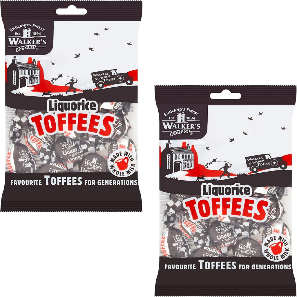 Walkers Nonsuch Liquorice Toffees Bag 5.29 Oz (Pack of 2) – Black Licorice Candy, British Chewy Toffee Candy, Old Fashioned Sweets, Traditional English Treats, Imported from UK