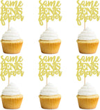 Ercadio 24 Pcs Bachelor Party Cupcake Toppers Gold Same Forever Cupcake Picks Bachelorette Party Decoration Bridal Shower Valentine's Day Lover Birthday Party Theme Supplies