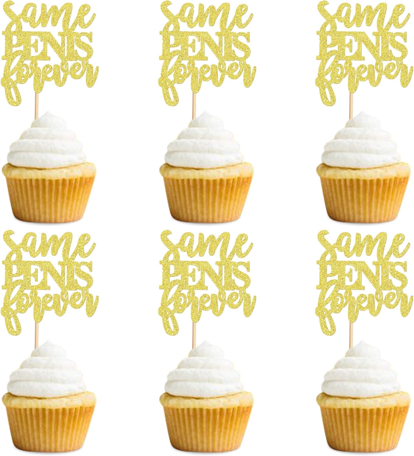 Ercadio 24 Pcs Bachelor Party Cupcake Toppers Gold Same Forever Cupcake Picks Bachelorette Party Decoration Bridal Shower Valentine's Day Lover Birthday Party Theme Supplies