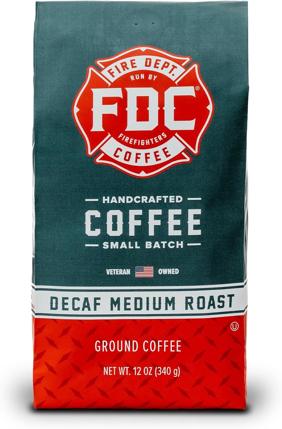 Fire Department Coffee - Gives Back to Firefighters - Premium Decaf Ground Coffee - Roasted in the USA - Decaffeinated Using Natural Mountain Water - Veteran Owned - 12 oz