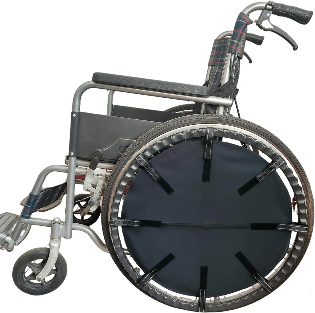Wheelchair Spoke Guard with Storage Pocket Pouch for Wheelchair Wheels 24'' to Protect Fingers Black