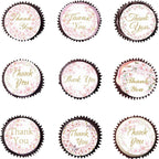 36PCS Edible Cherry Blossoms Thank You Cupcake Toppers Pink Edible Cherry Flowers Cake Decor Wafer Paper Thank You Cupcake Topper for Flowers Theme Baby Shower Birthday Party Decor Supplies